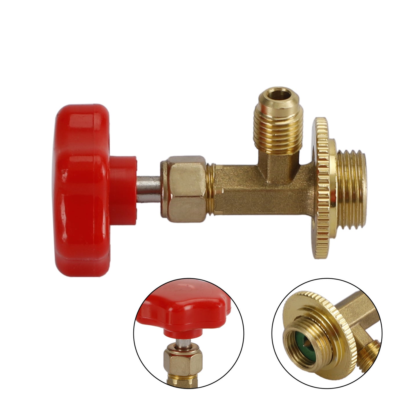 1/4" SAE R134a Refrigerant Brass AC Can Bottle Tap Adapter Opener Valve