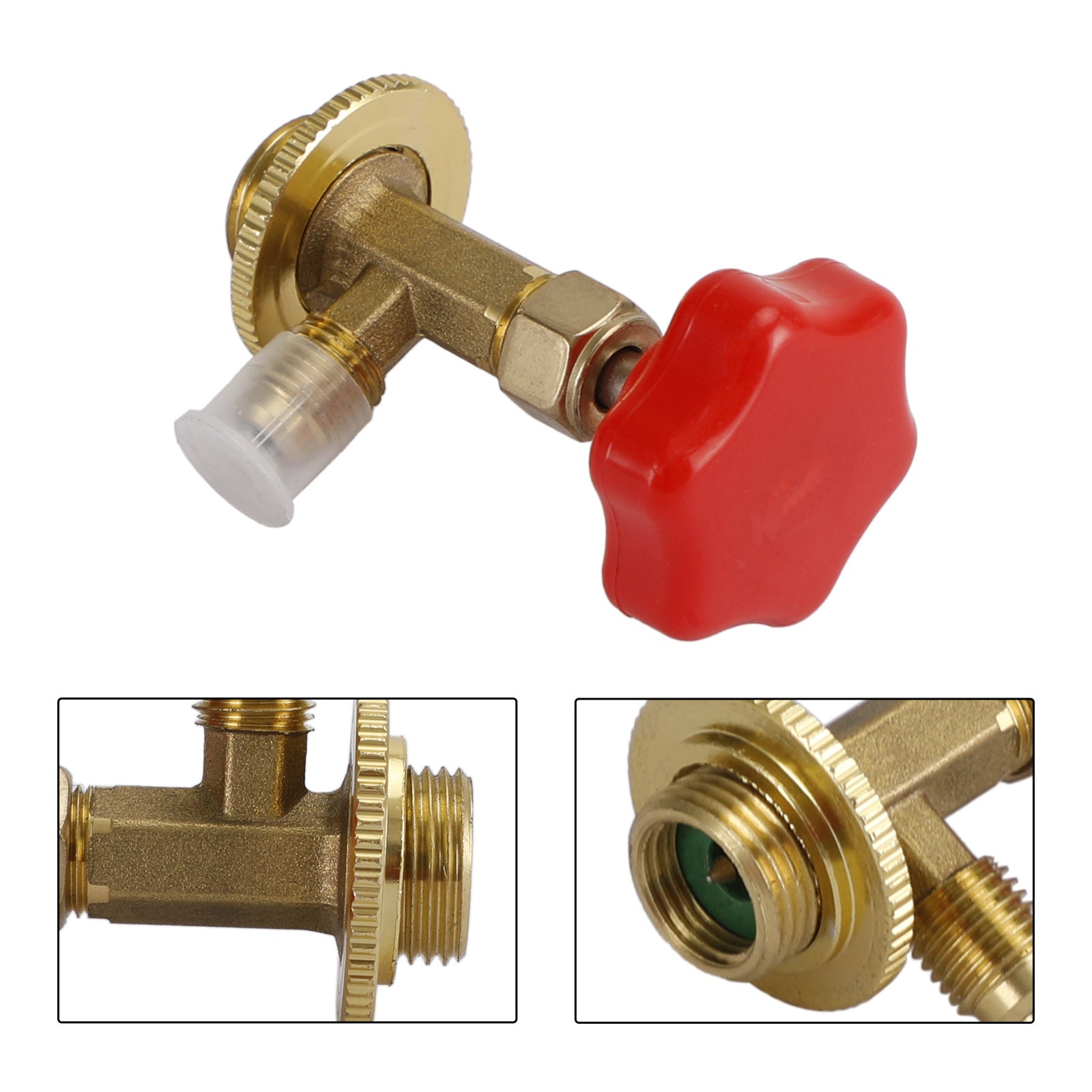 1/4" SAE R134a Refrigerant Brass AC Can Bottle Tap Adapter Opener Valve