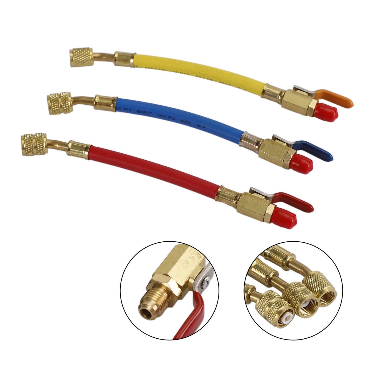 Charging Refrigeration Hose Air Condition HVAC 3Pcs R410A Ball Valves Set