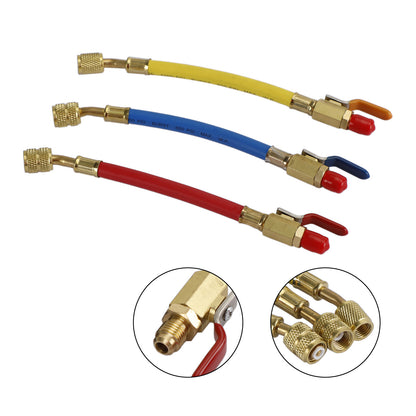 Charging Refrigeration Hose Air Condition HVAC 3Pcs R410A Ball Valves Set
