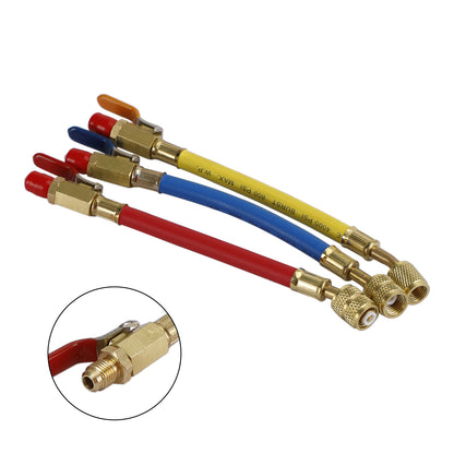 3Pcs R410A Charging Hose With Ball Valves For Refrigeration Air Condition HVAC