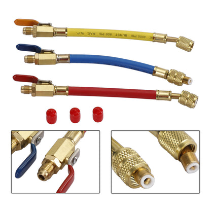 3Pcs R410A Charging Hose With Ball Valves For Refrigeration Air Condition HVAC