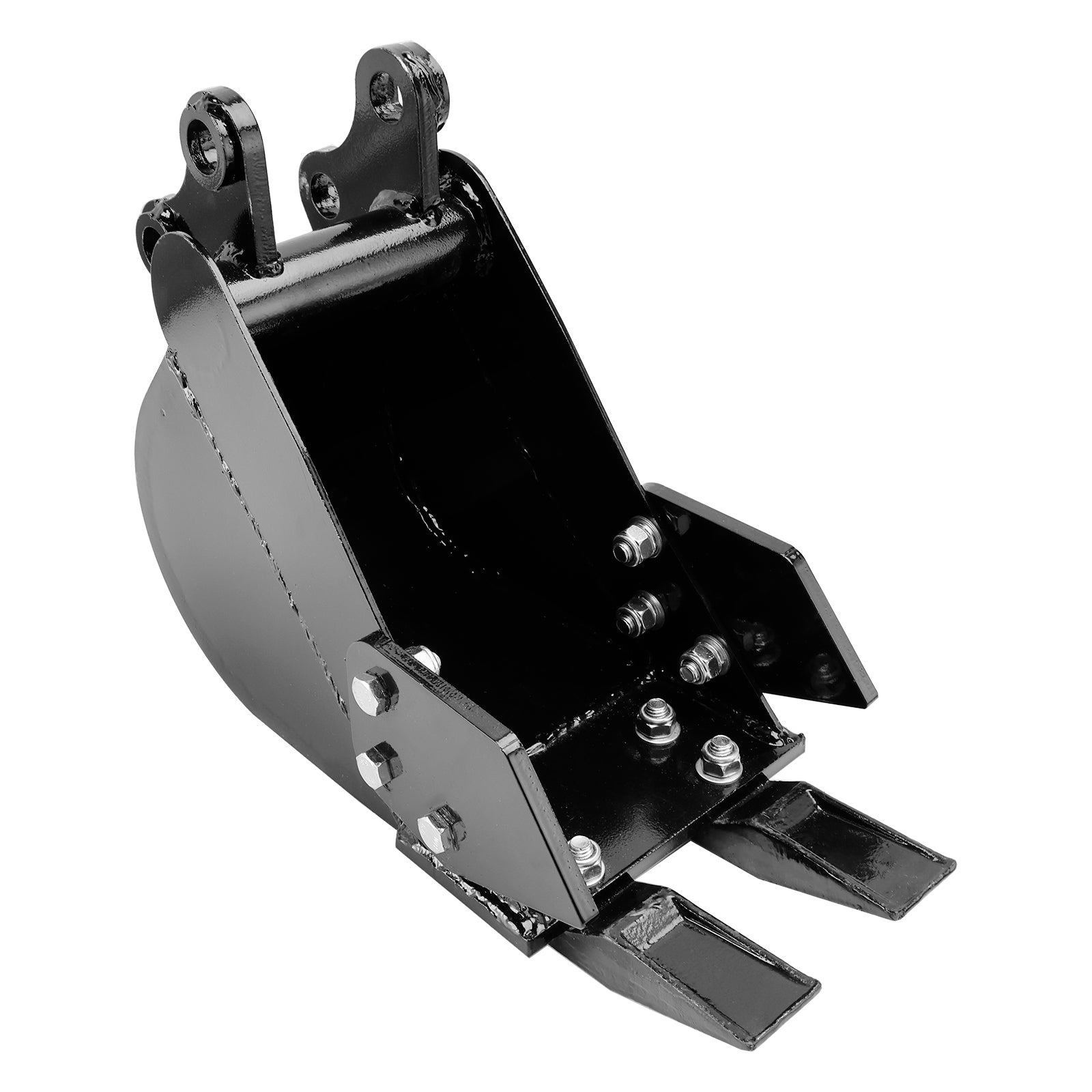 8" (200mm) Mini Excavator Trenching Bucket, 2-Tooth, Fits 25mm Pins, 90mm Pin Centers, 90mm Span