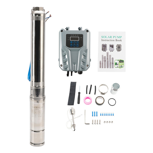 600W 48V Solar Well Pump with MPPT Controller a?? 3inch DC Submersible Impeller Pump for Off-Grid Water Systems