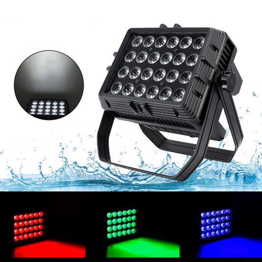 200W LED Flood PAR Light – 24x15W 6-in-1 RGBWA+UV Waterproof Stage Wash Lighting for Outdoor Events