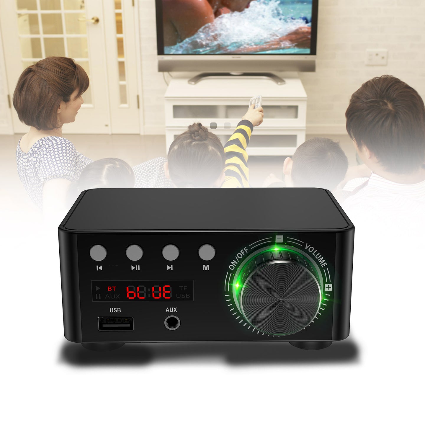 12-24V 50W+50W Bluetooth 5.0 Digital Power Amplifier – Desktop HiFi Stereo Sound