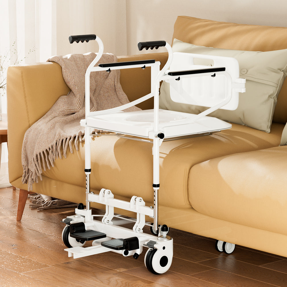 Hydraulic Patient Transfer Wheelchair – Removable Split-Type Chair, 250lb Capacity