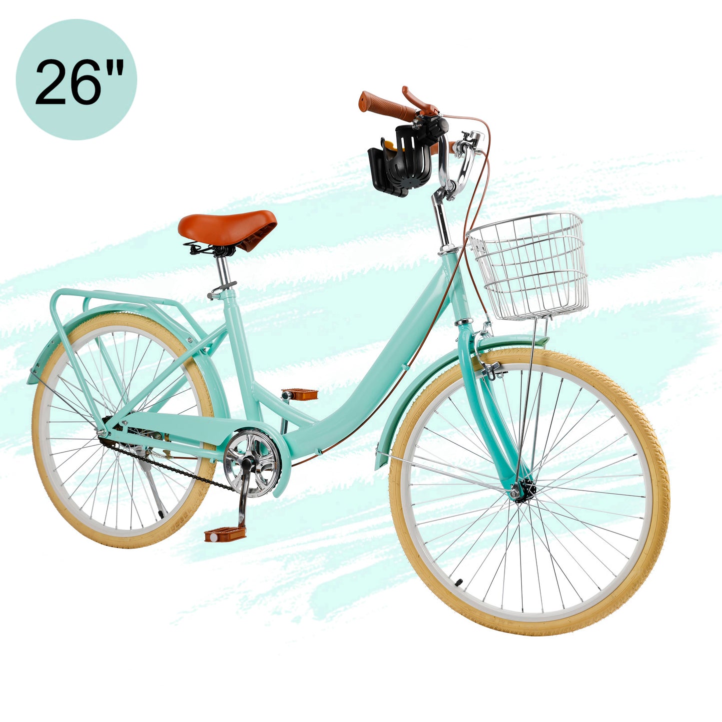 24/26 inch Women City Bicycle Beach Cruiser Bike with Basket & Rack