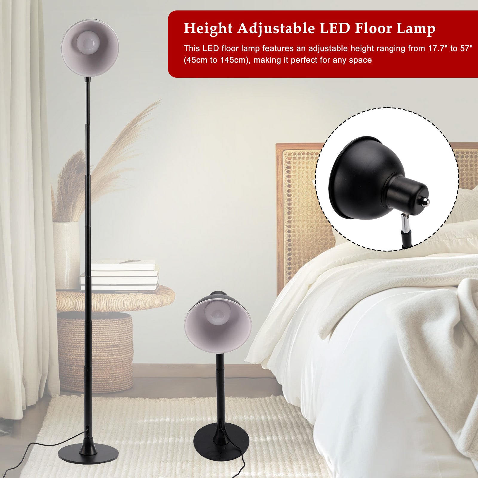 3 Colors Dimmable for Bedroom/Office-Walnut Adjustable LED Floor & Table Lamp