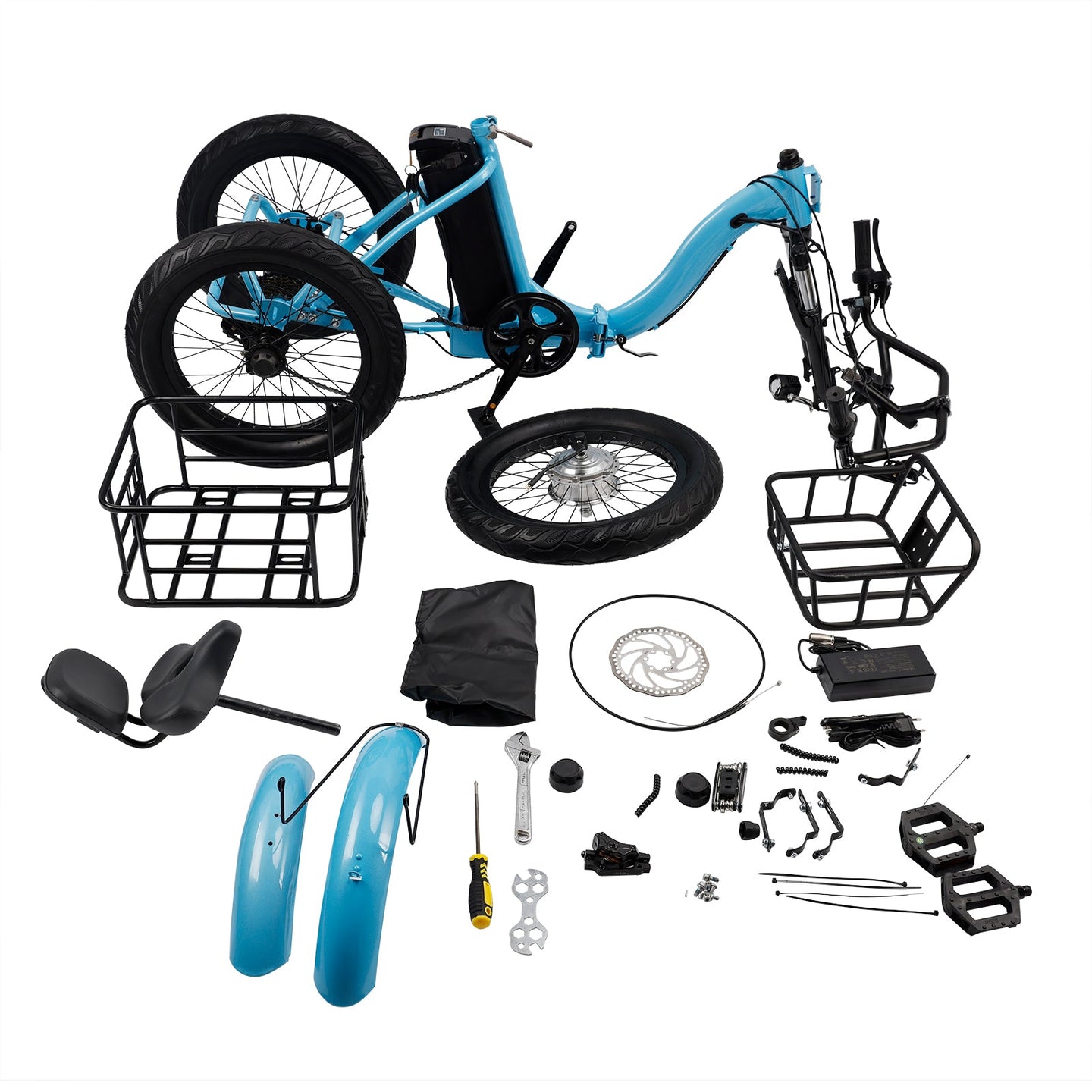 18*3.0 48V 13AH 350W (peak 525W) Electric Tricycle E-Trike with IPX7 Display