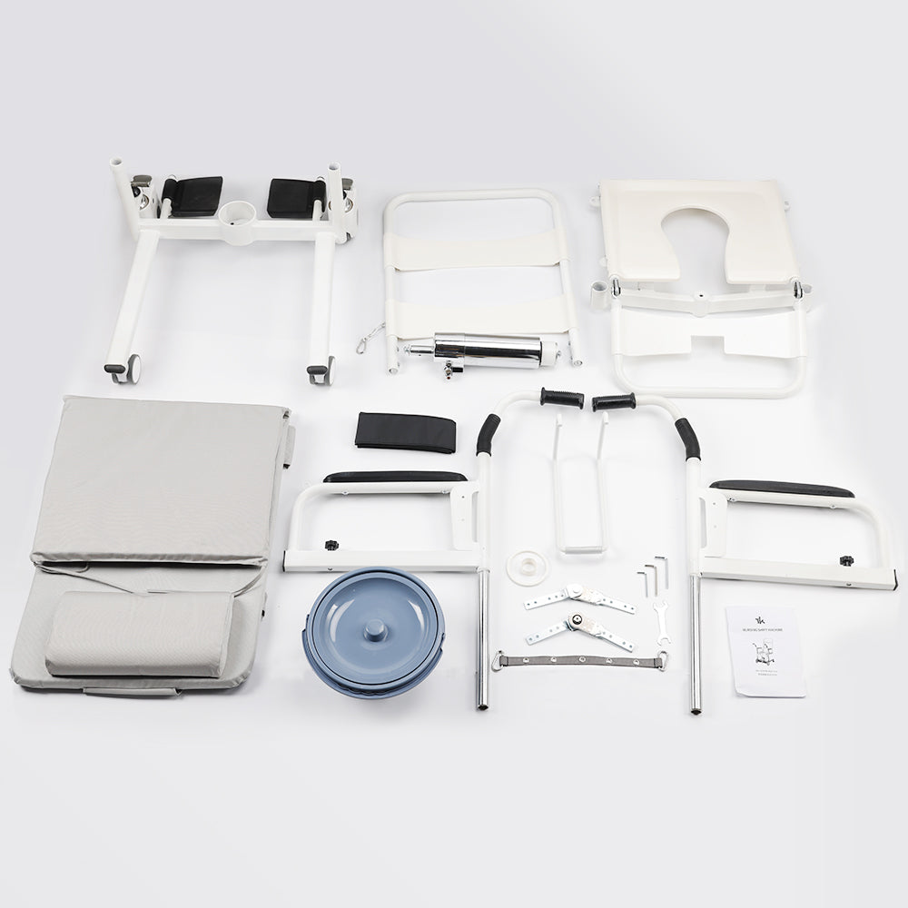 4-in-1 Lift Wheelchair, Waterproof, Shower/Toilet/Transfer, 150 kg Capacity
