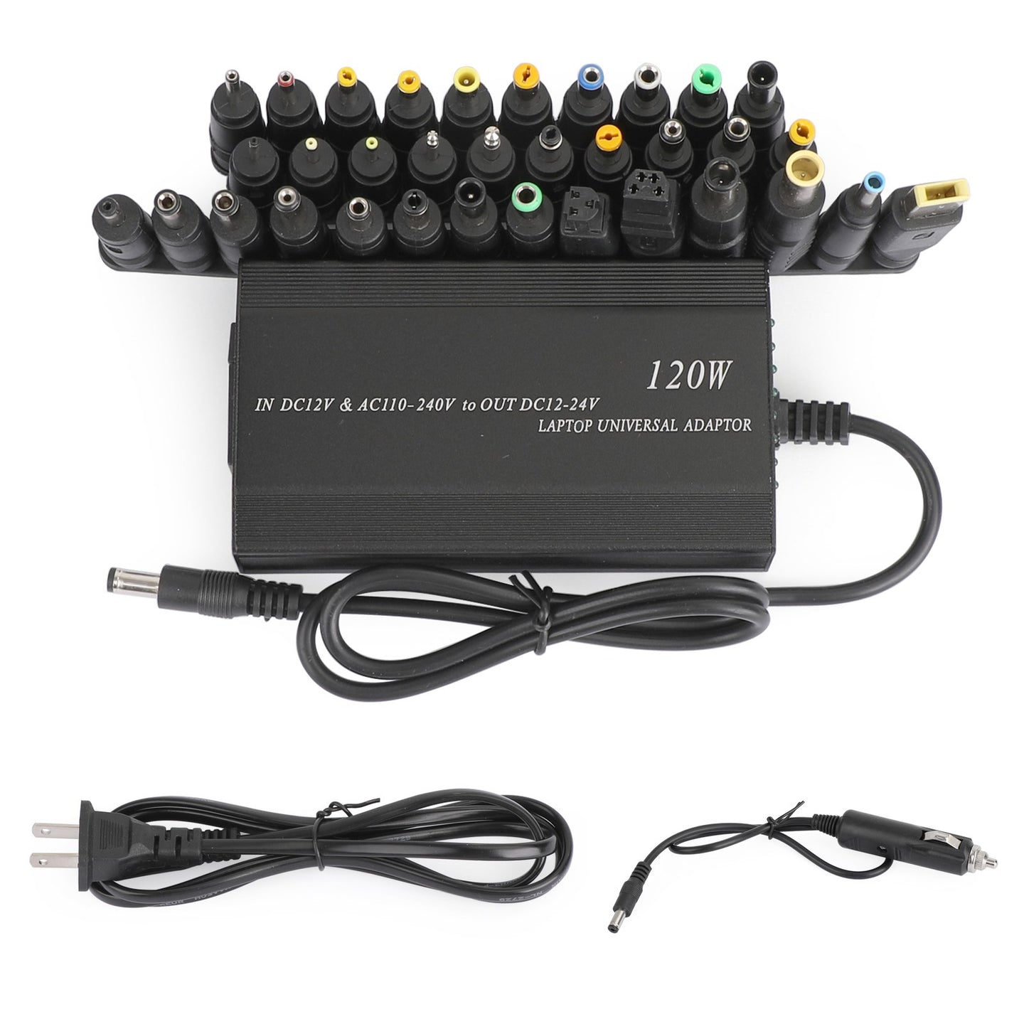 Universal 120W AC/DC Laptop Charger, 34-in-1 Power Adapter with USB Port for Car, Home & Travel, Fits HP Dell Lenovo Acer