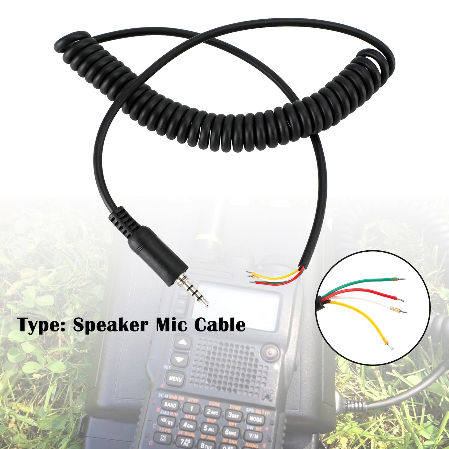 4 Wire Speaker Mic Cable Line for Yaesu VX120 VX127 VX170 VX177 VX6E VX7E Radio