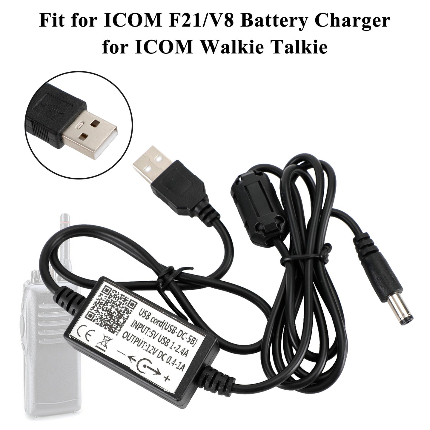 USB-DC-5B Cable Charger For ICOM F21/V8 Battery Charger For Walkie Talkie