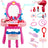 Toddler Makeup Table with Mirror and Chair Kids Vanity Set with Blowdryer for 3+