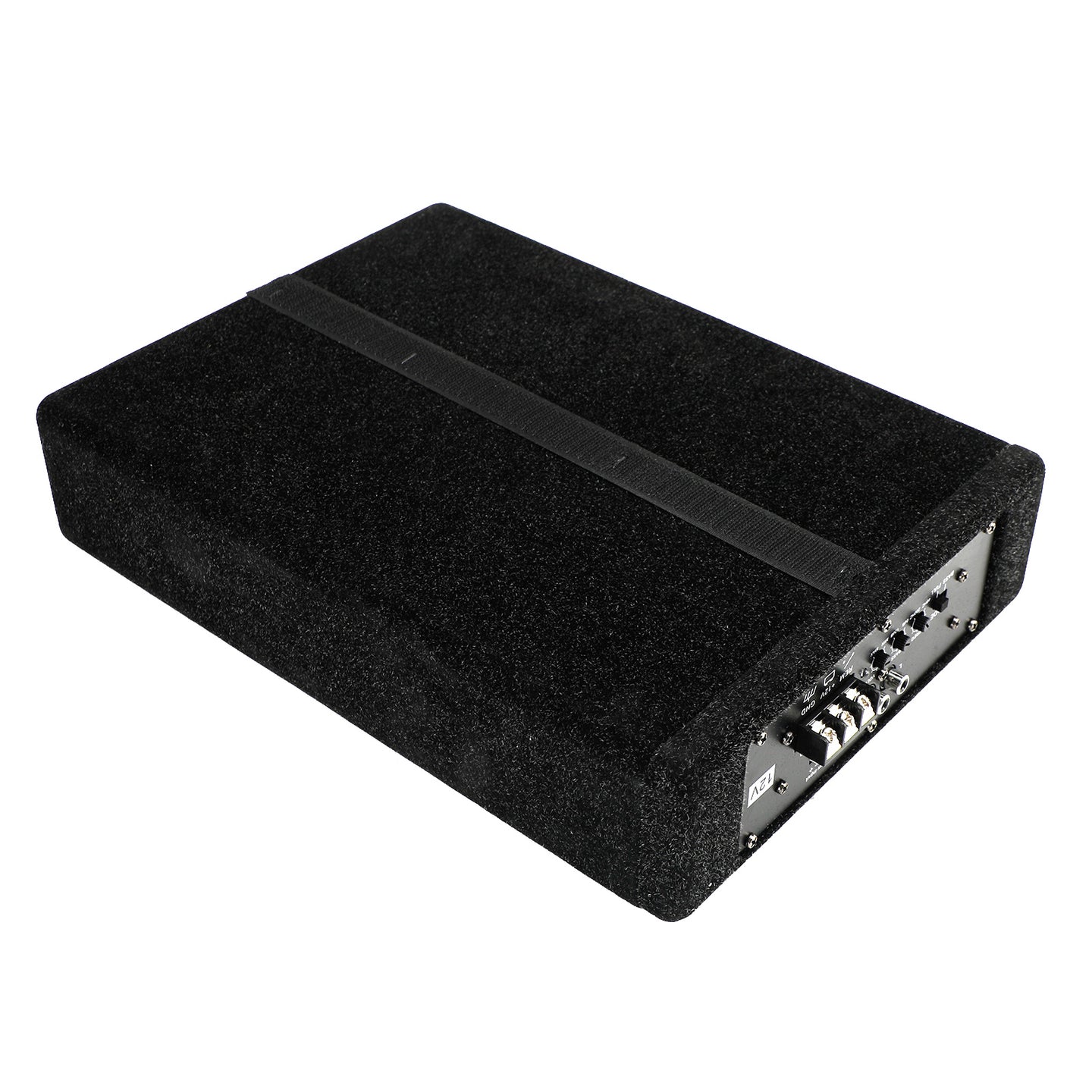 8 Inch 600W Slim Under-Seat Car Subwoofer with Built-in Amplifier & Tweeter, Full Range Powered Speaker Box