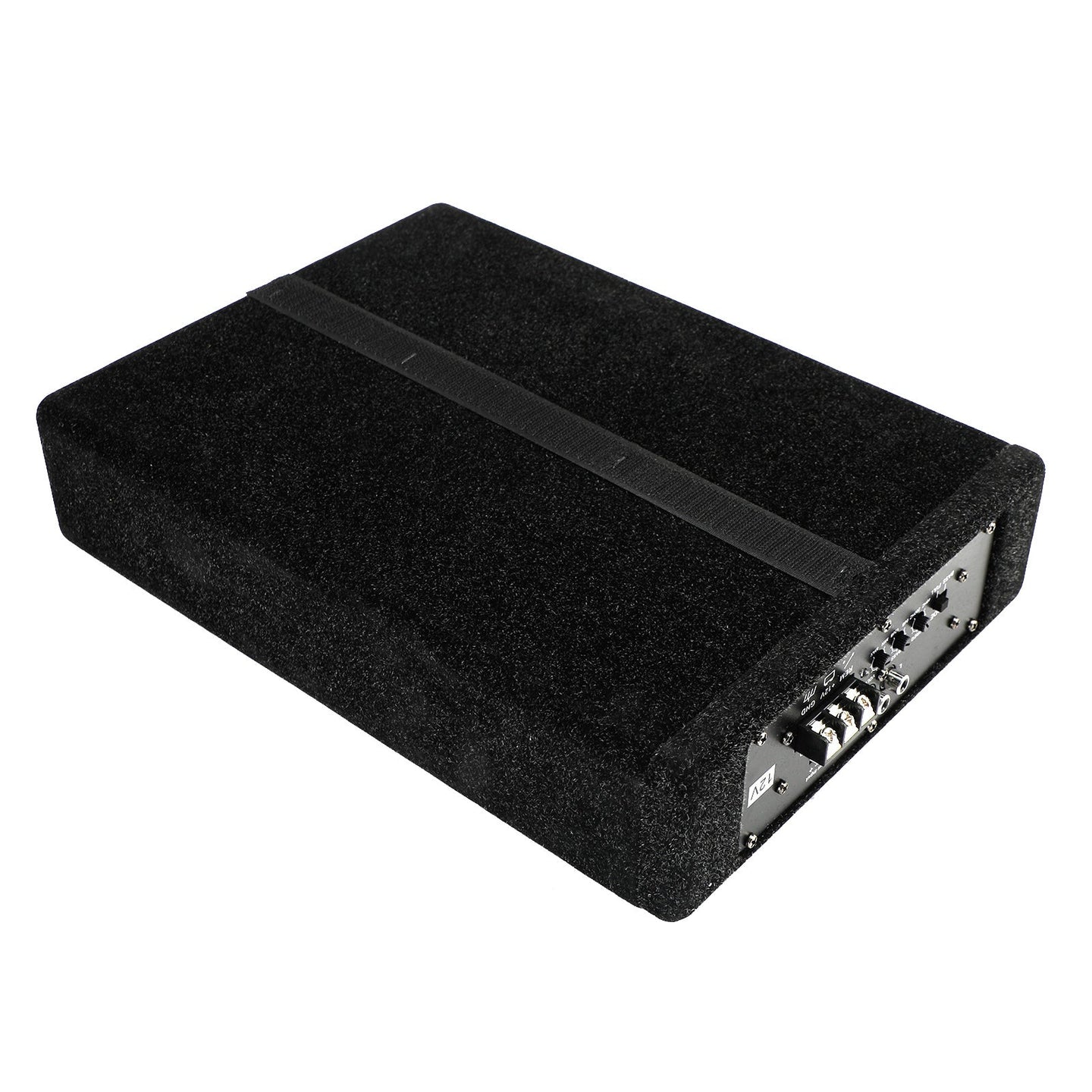 8" 600W Under-Seat Car Subwoofer with Built-in Amplifier – Slim Powered Sub Woofer Bass Speaker Box, Universal 12V Car Audio (US)
