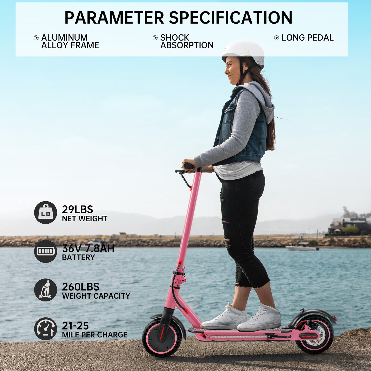 8.5" Folding Electric Scooter 350W, 19 mph, 22 mi Range, UL2272, App, Dual Brakes