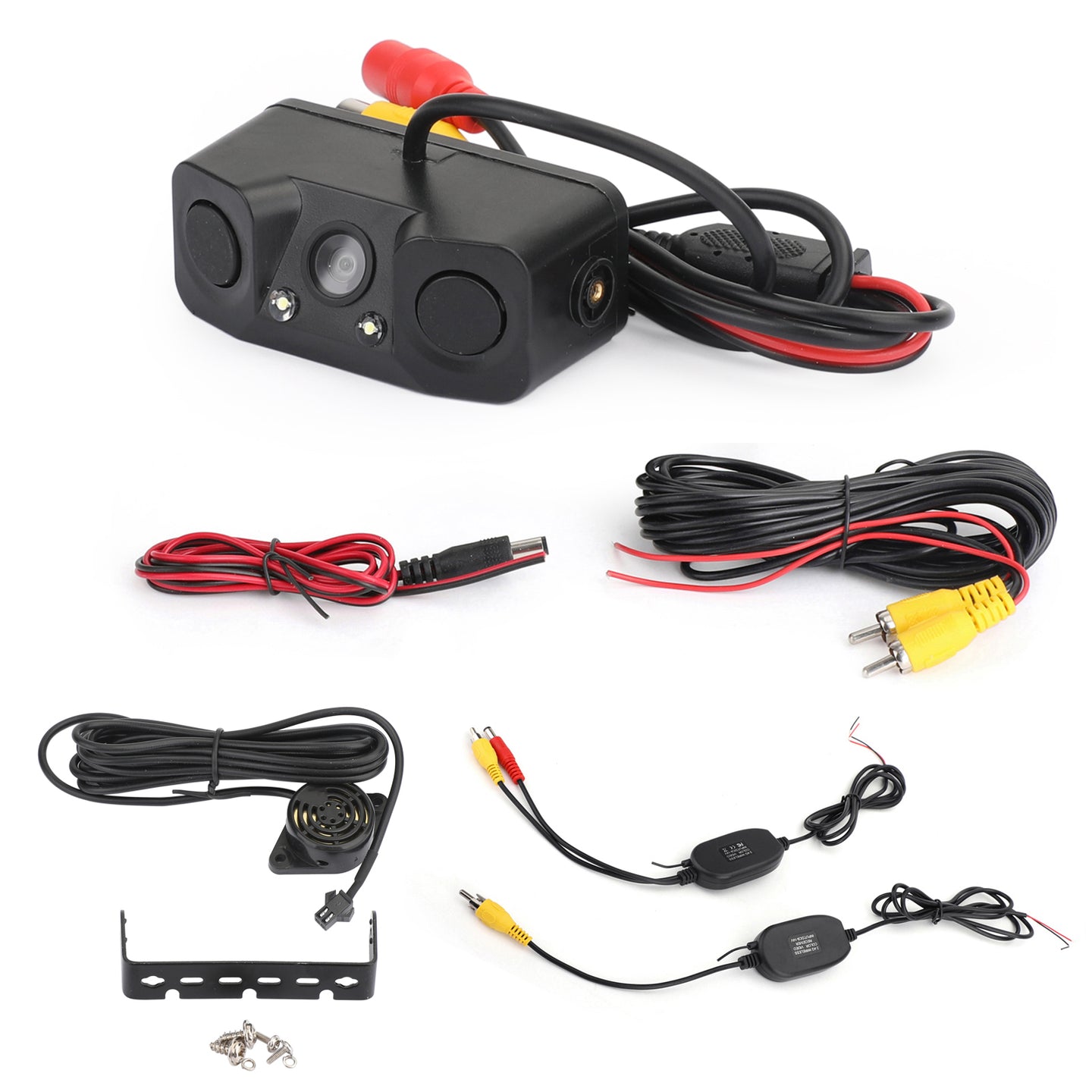 Areyourshop 3in1 Wireless 170° Car Reverse Rear View Camera with Backup Radar Parking Sensor