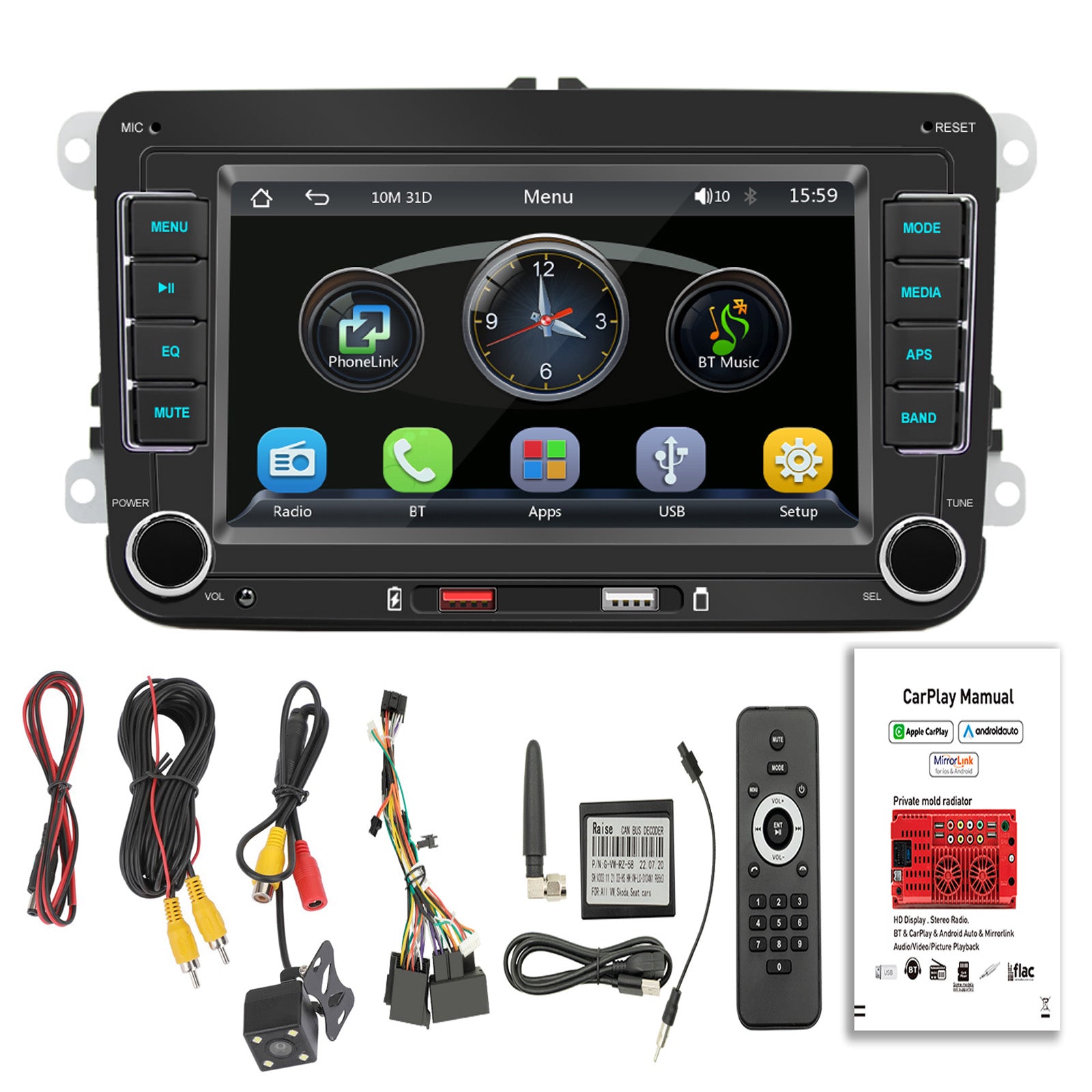 7inch Wireless Carplay Bluetooth Stereo Radio FM Car MP5 Player For Volkswagen Cars