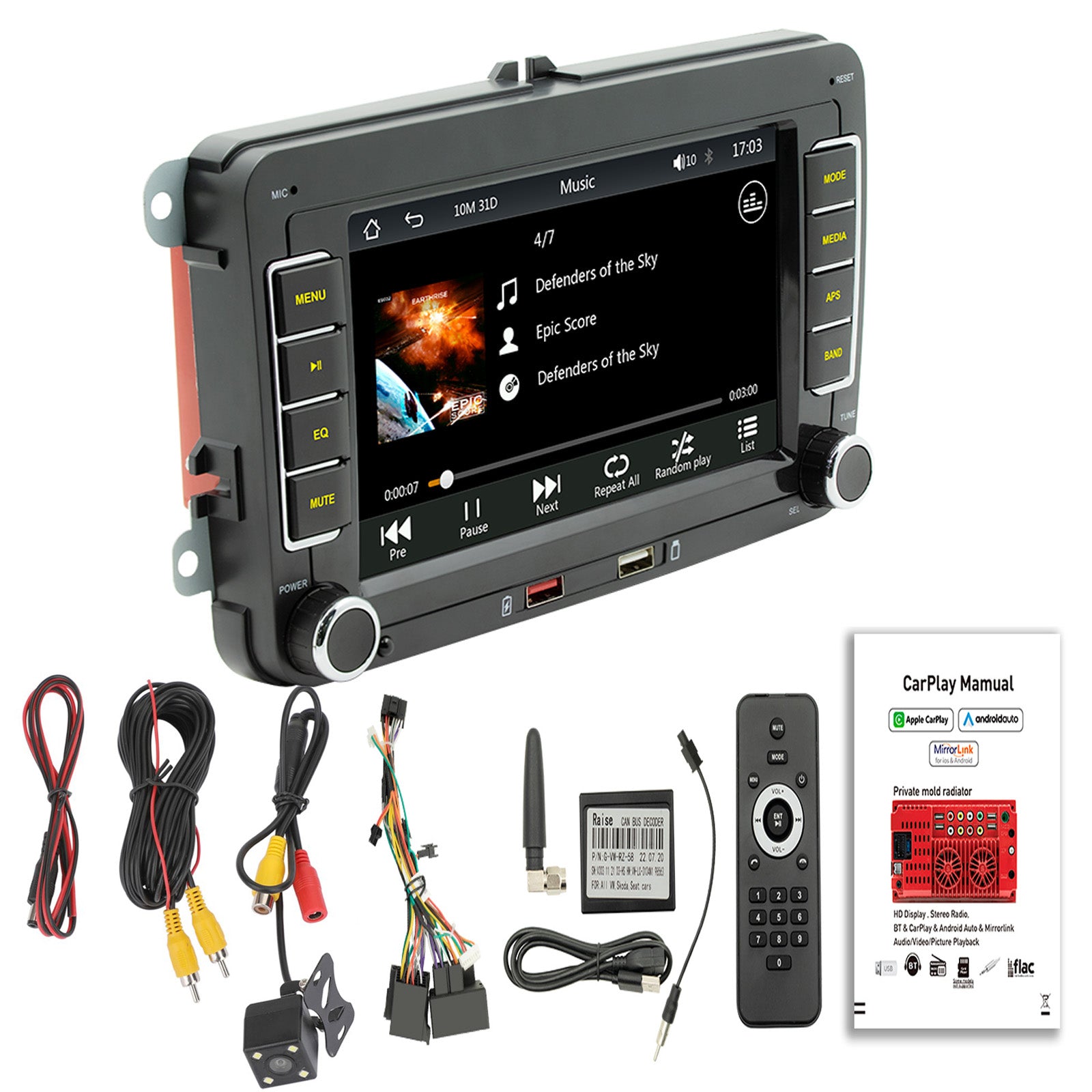 7inch Wireless Carplay Bluetooth Stereo Radio FM Car MP5 Player For Volkswagen Cars