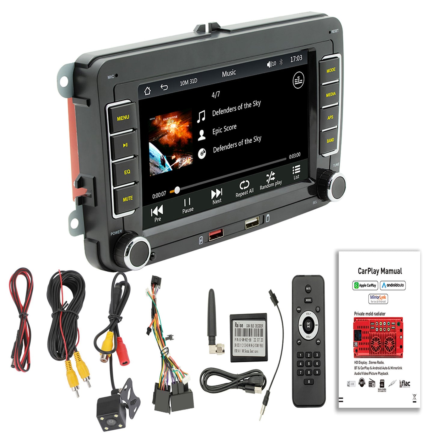 7inch Wireless Carplay Bluetooth Stereo Radio FM Car MP5 Player For Volkswagen Cars