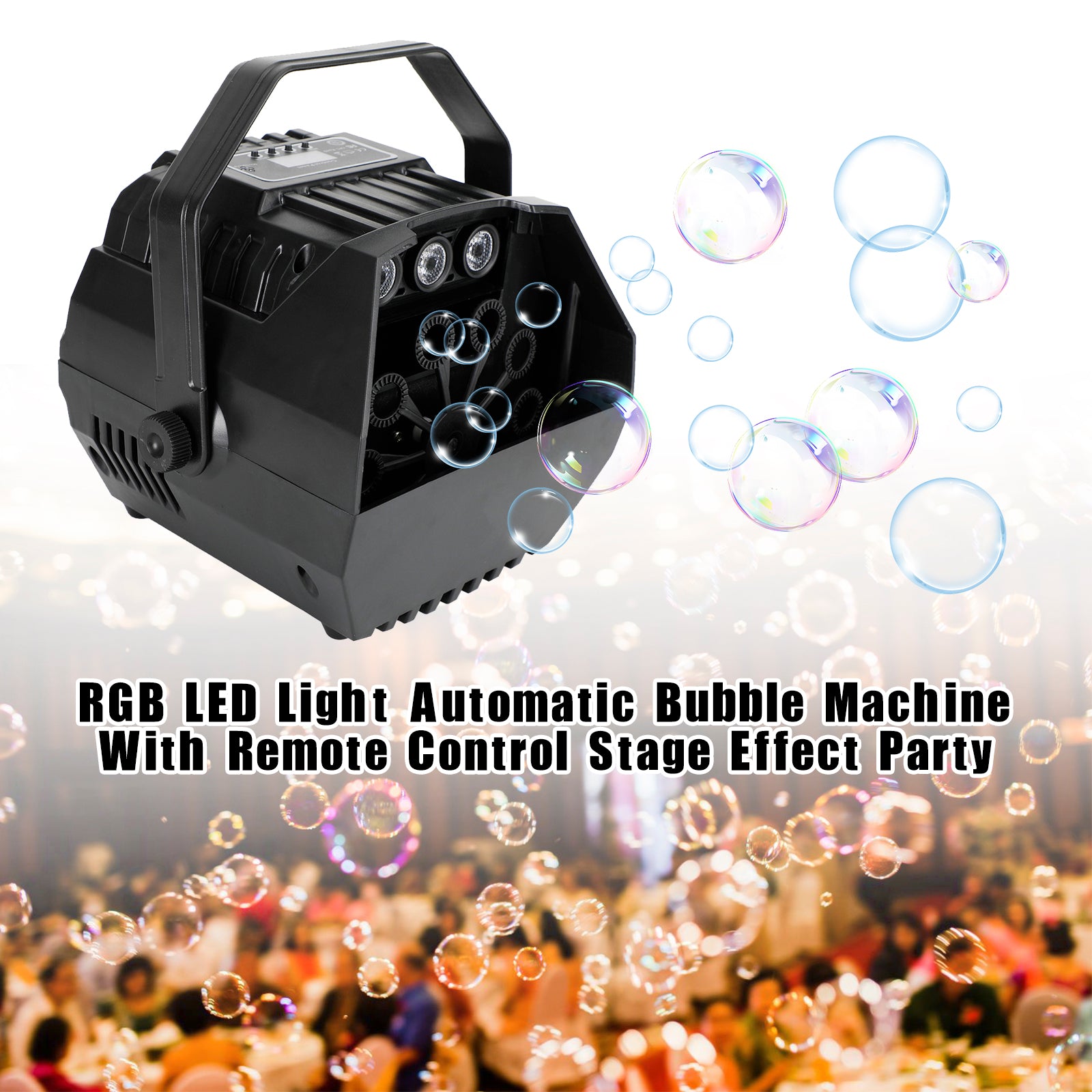 RGB LED Bubble Machine with Remote – Automatic Stage Effect Party Light