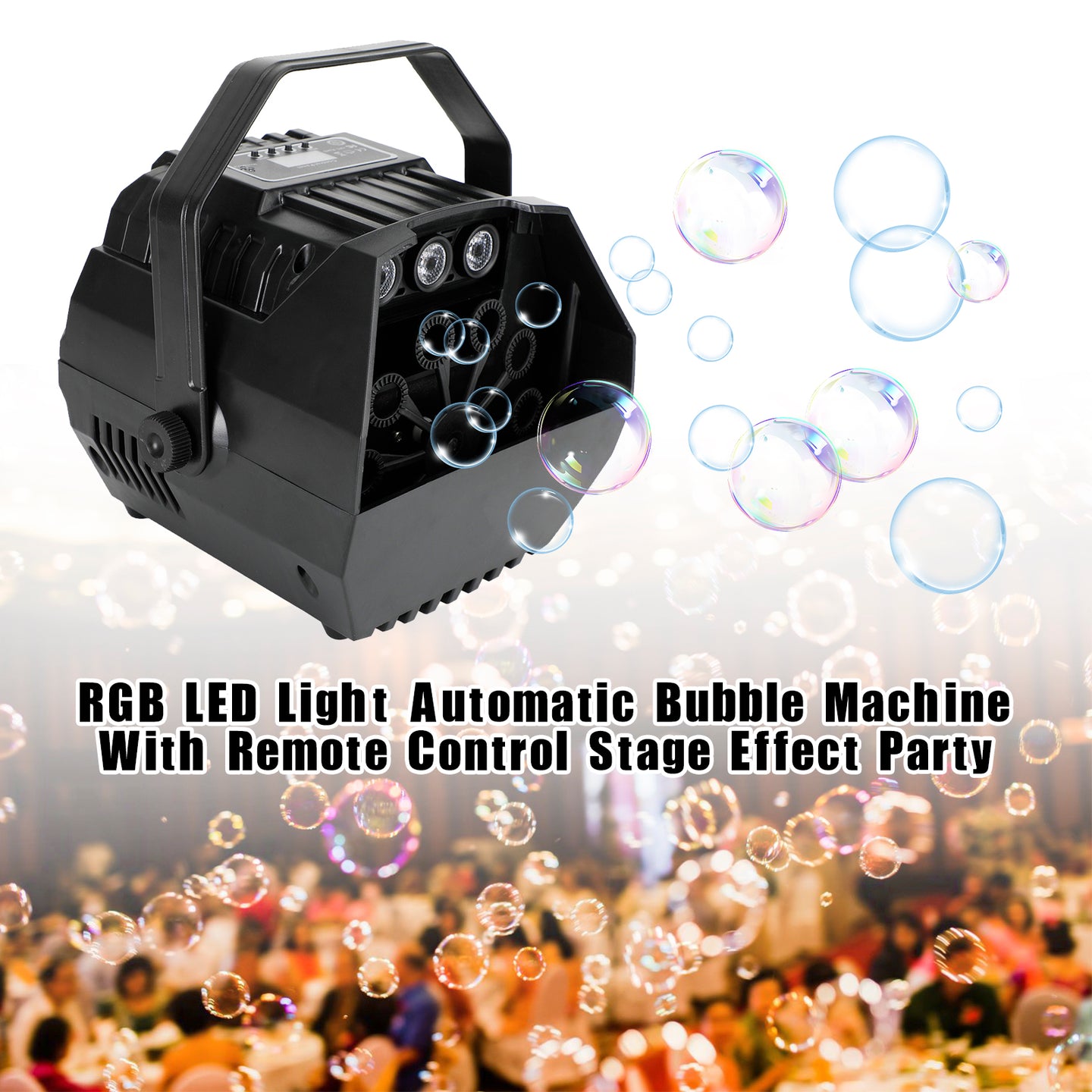 RGB LED Bubble Machine with Remote – Automatic Stage Effect Party Light