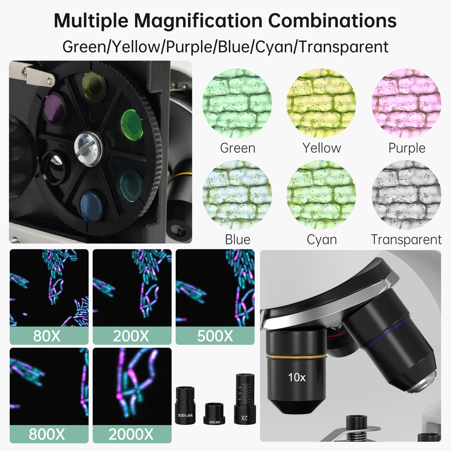 Compound Monocular Microscope For Adults Students 40X-2000X Magnification