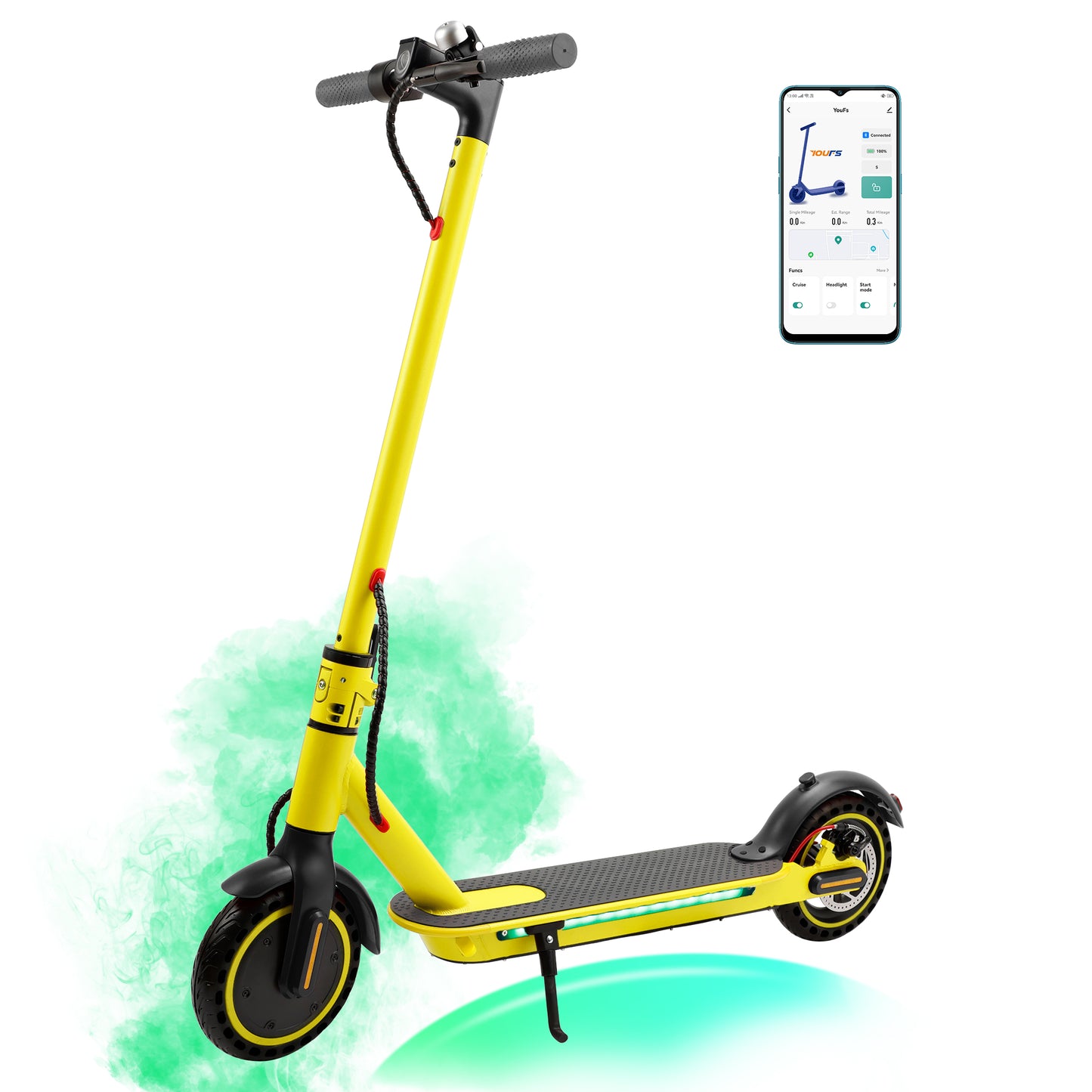 8.5" Folding Electric Scooter With app 350W 35KM Range 30km/h City Commute Yellow (Copy)