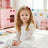 Toddler Makeup Table with Mirror and Chair Kids Vanity Set with Blowdryer for 3+