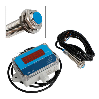 DC 8-24V Hall Tachometer Digital LED Motor Speed Meter Tester IP68 Waterproof