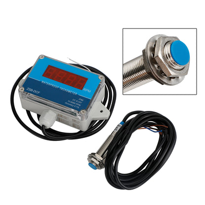 DC 8-24V Hall Tachometer Digital LED Motor Speed Meter Tester IP68 Waterproof