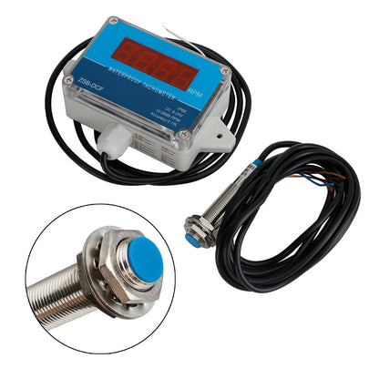 DC 8-24V Hall Tachometer Digital LED Motor Speed Meter Tester IP68 Waterproof
