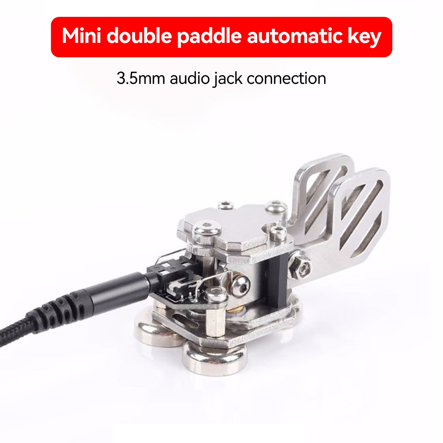 Stainless Steel Double paddle HF Shortwave Automatic Key CW Key Morse Code Key