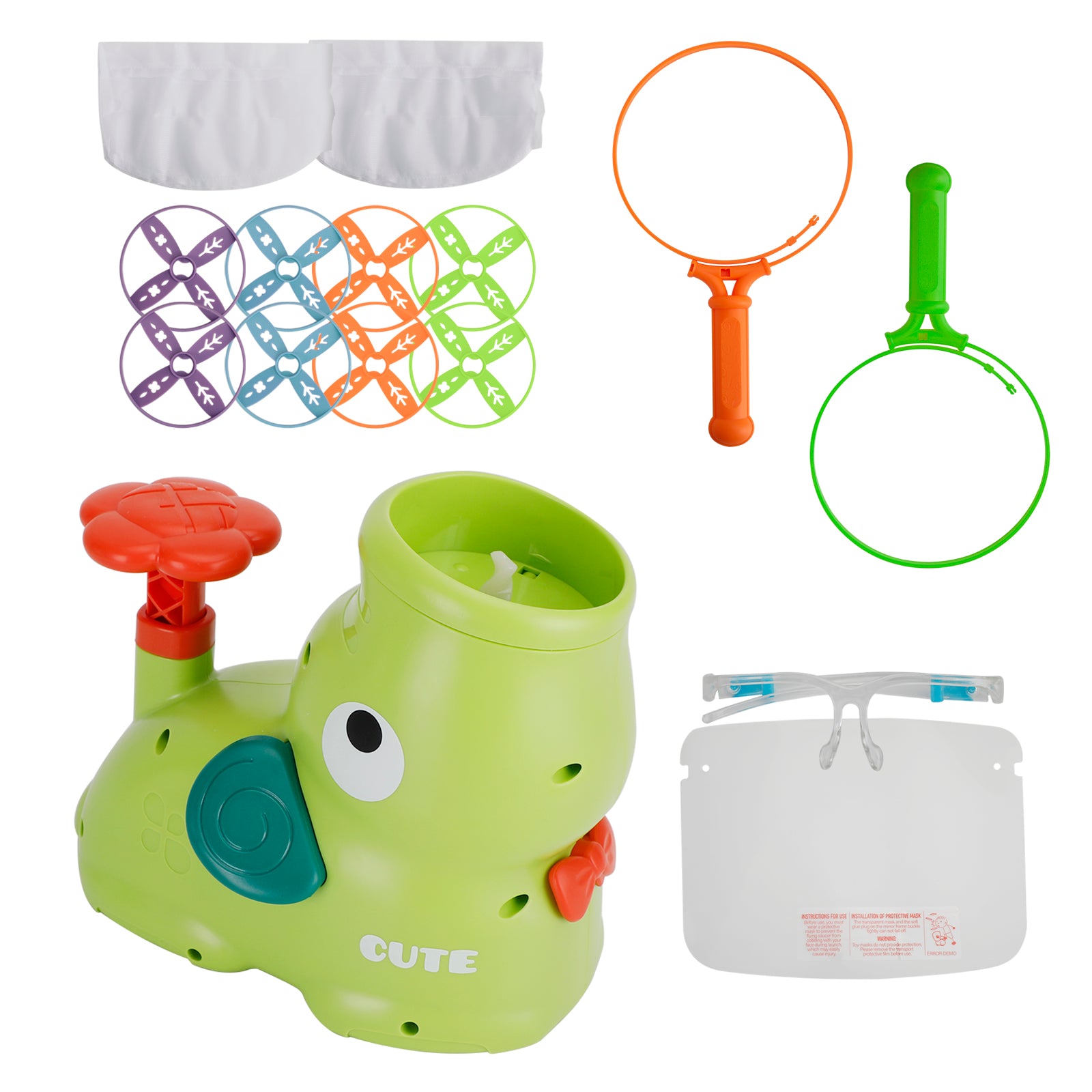 Flying Disc Launcher Step On Saucer Launch Outdoor Toys For Boys And Girls Green