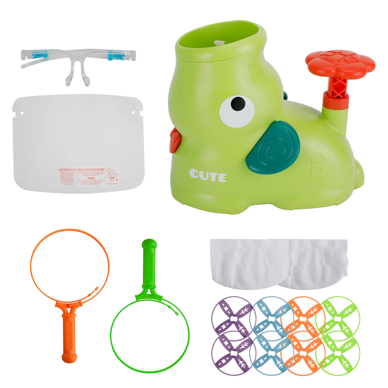 Flying Disc Launcher Step On Saucer Launch Outdoor Toys For Boys And Girls Green