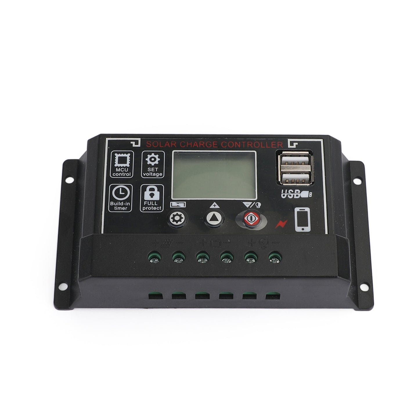 30A 12V/24V Solar Panel Battery Regulator Charge Controller PWM 4-Stage Dual USB