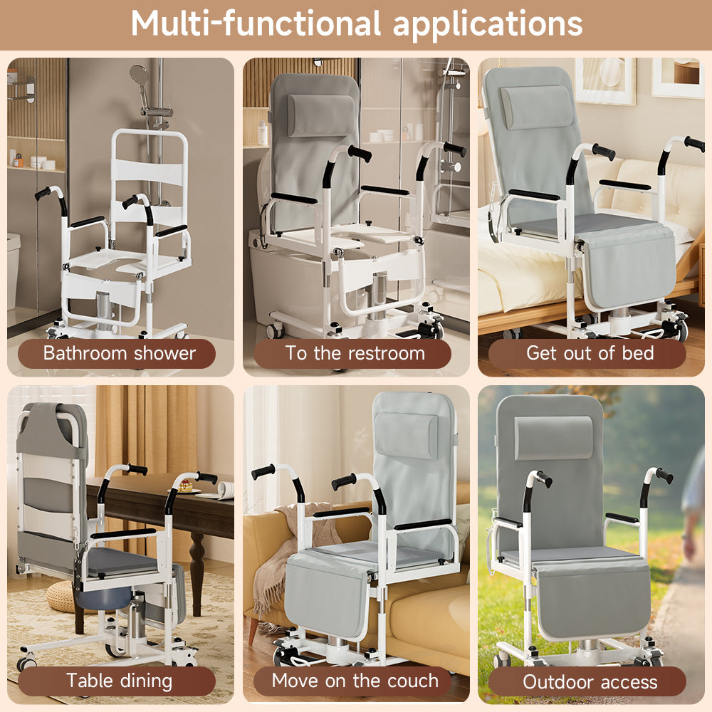 Hydraulic Patient Transfer Chair Bed with Commode for Elderly