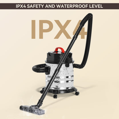 18L Ash Vacuum Cleaner, Powerful 1800W Wet/Dry Shop Vac with Blower Function for Fireplaces, BBQ & Pellet Stoves