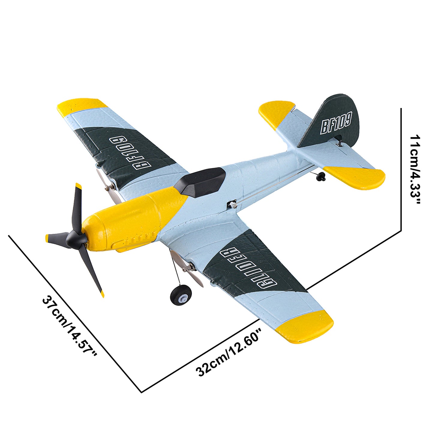 RC Airplane BF-109 Warbird – 3 Channel Remote Control Plane with 2.4GHz, 6-Axis Gyro & 2 Batteries