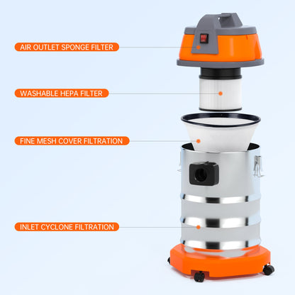 10 Gallon Wet/Dry Shop Vacuum, 8.0 HP Peak Stainless Steel Blower Vac with HEPA Filter for Garage & Workshop