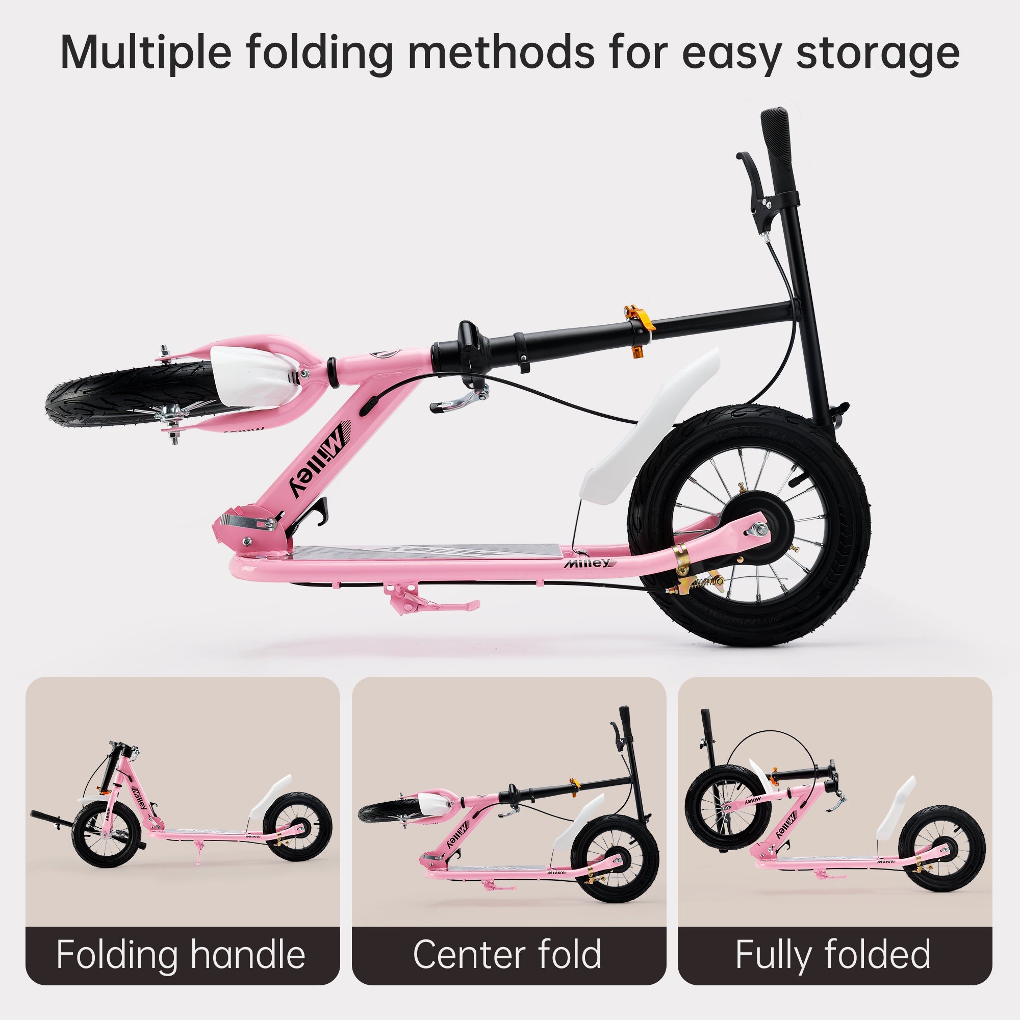 Pink 12 inch Stylish Kick Scooter for Teens and Adults