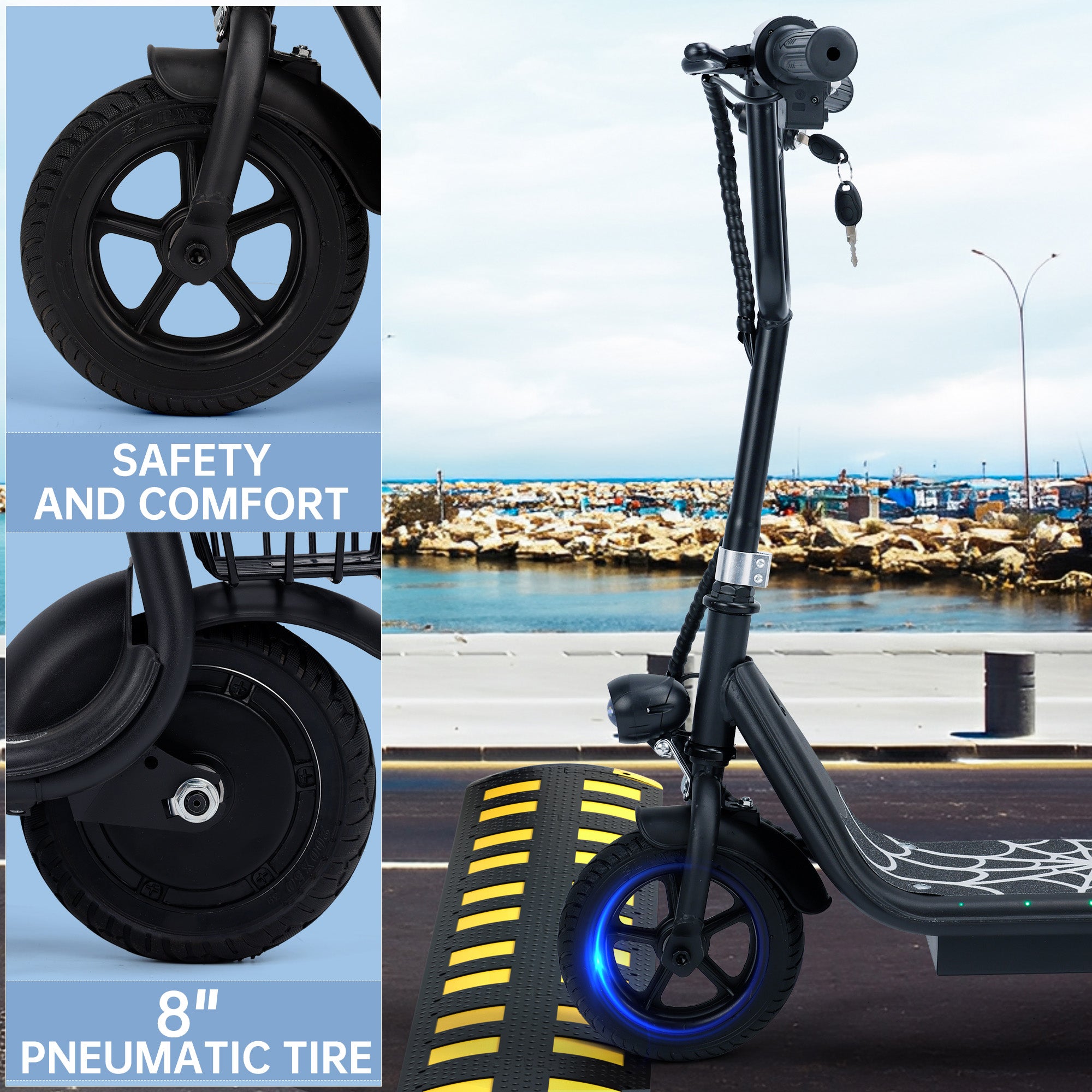 Electric Scooter with Seat for Kids Electric Scooter for Kids Ages 4-10 12.43-Mile Range Neon Lights 3-Speed Adjustable Up to 11 MPH