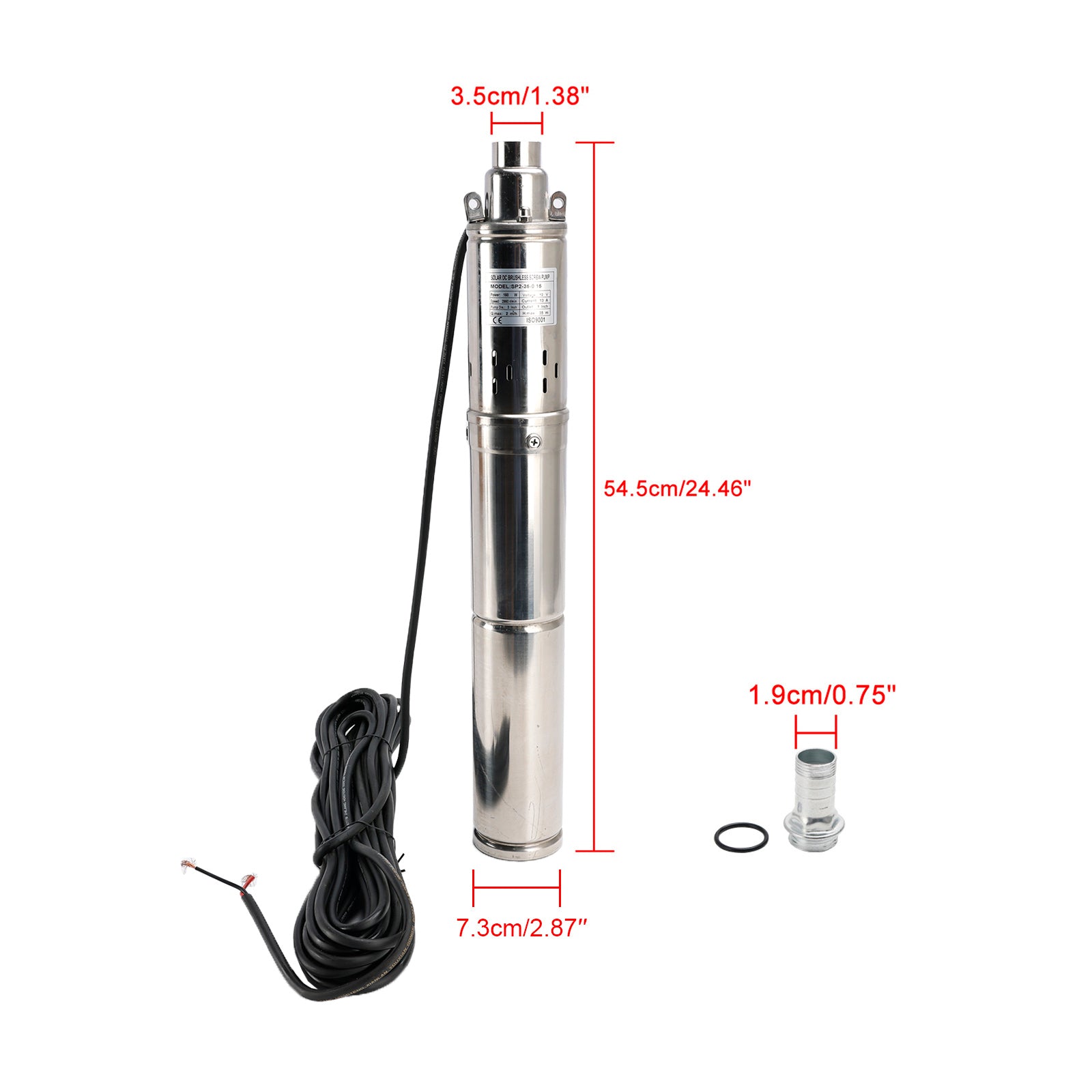 3" 12V 150W Deep Well Solar Submersible Bore Hole Water Pump Built-in MPPT