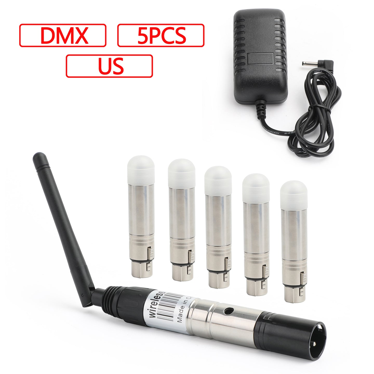 DMX512 Wireless 1 Transmitter 5 Receiver DMX Controller 2.4G Stage Lighting US
