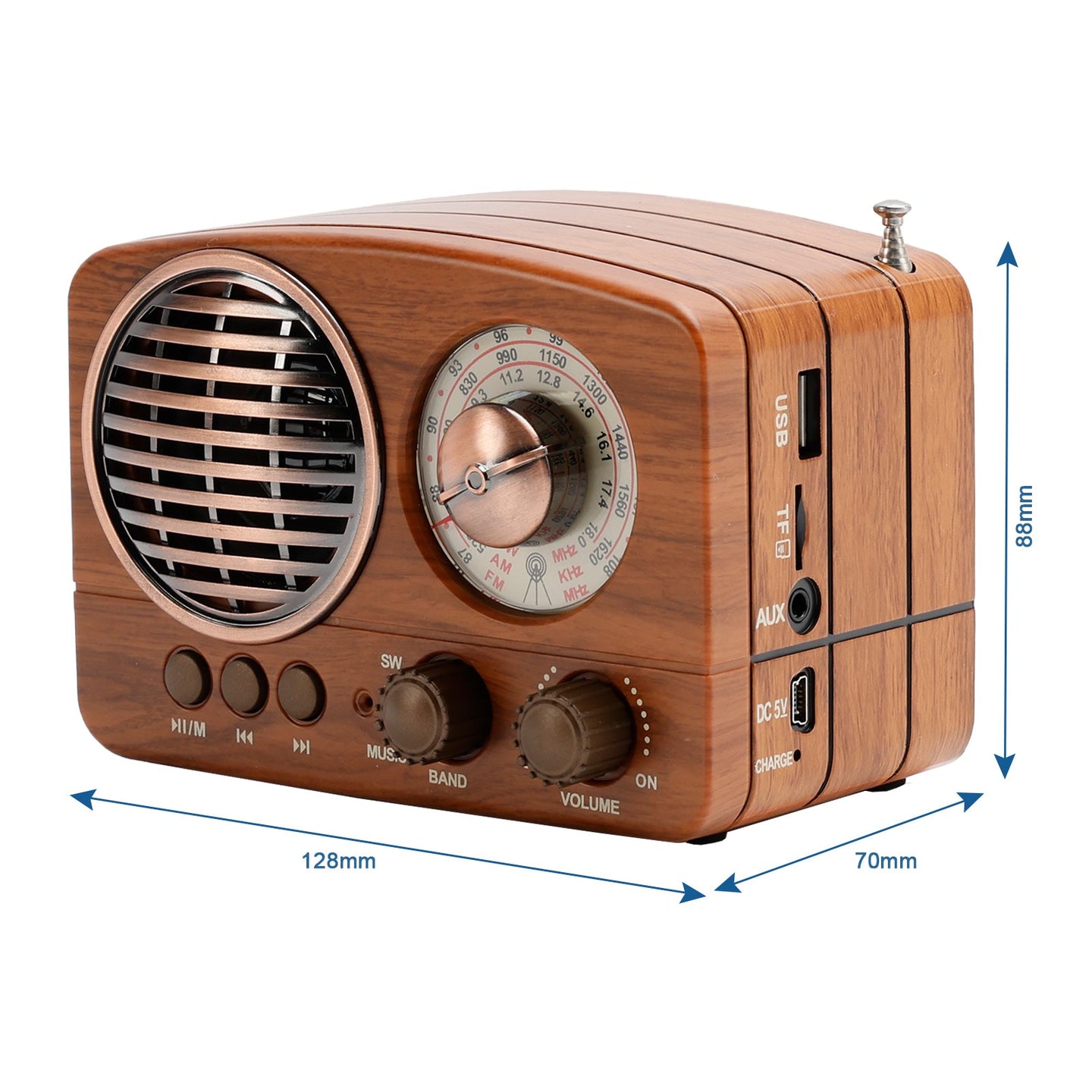 Retro Bluetooth Radio Speaker - Vintage Style Wireless Music Player with FM & Alarm