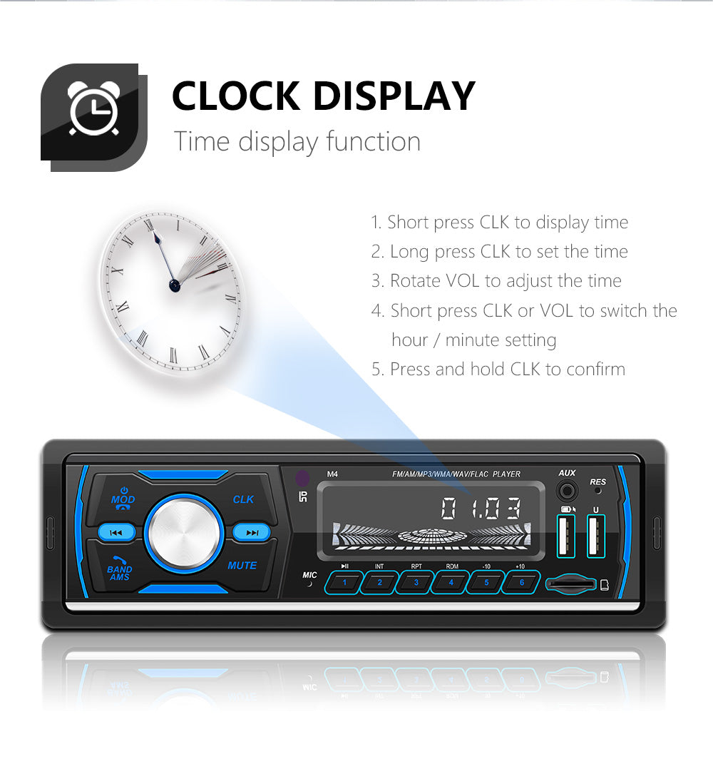 M4 Bluetooth Autoradio 1 Din Car Radio Stereo MP3 Player USB AUX FM AM RDS DAB+