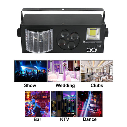 4-in-1 80W RGBW LED Stage Light with Pattern Strobe DMX DJ Disco Party Lighting + Remote