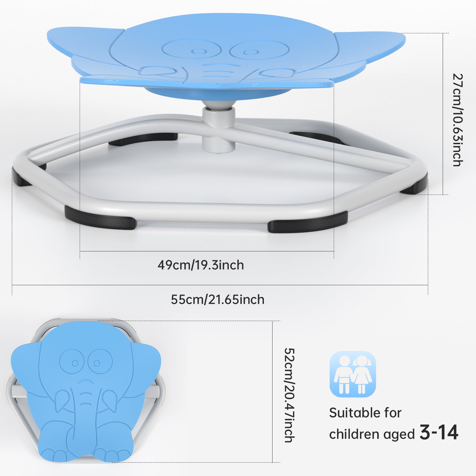 Sit+Spin 360° Sensory Spinning Seat Swivel Toy Kids elephant Wobble Chair Stool